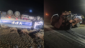 Murieron dos personas tras chocar con un camión de YPF sobre Ruta 26, en Chubut