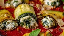 Imagen de Rollos de zucchini rellenos con ricota y espinaca