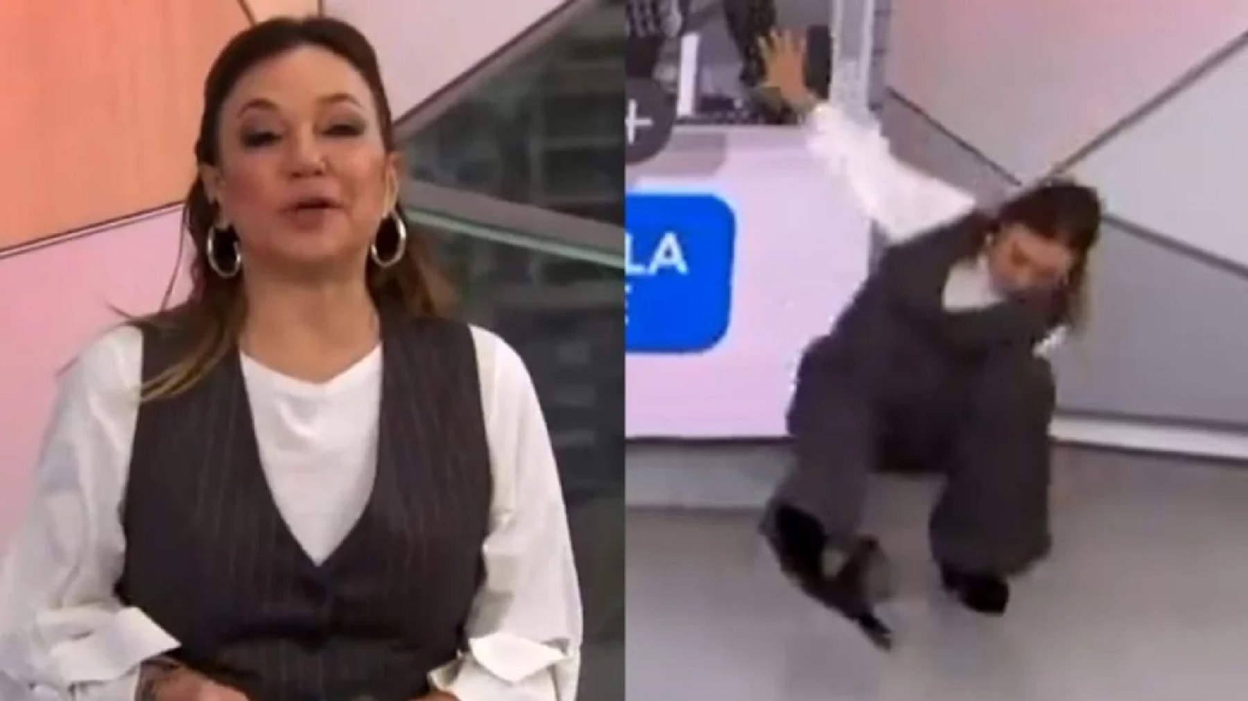 Lorena Maciel se dobló el tobillo en vivo y el blooper se volvió viral: el video. Fotografía: Agencia Noticias Argentinas/TN
