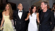 Imagen de Brad Pitt y George Clooney juntos en el Festival de Venecia con sus novias: las imágenes