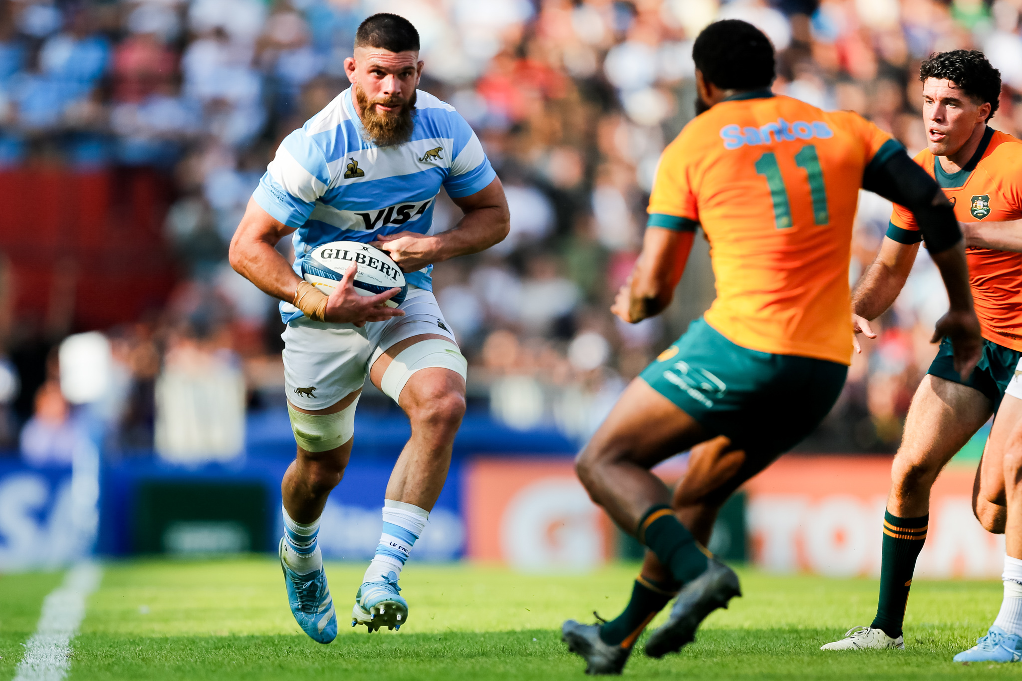 Marcos Kremer, una de las figuras en la goleada de Argentina ante Australia por el Rugby Championship.