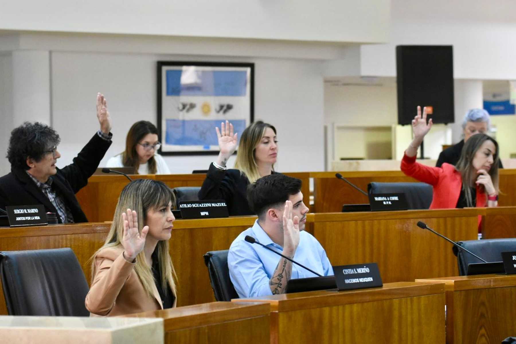 El bloque del MPN, sus aliados electorales  y Hacemos Neuquén votan juntos en contra de la Audiencia Pública (foto Matías Subat)