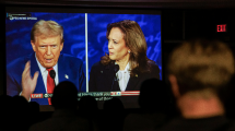 Imagen de Donald Trump en el debate con Kamala Harris: acusó a migrantes de comer «mascotas» y «robar» empleos