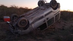 Volcó sobre Ruta 3, cerca de San Antonio Oeste: viajaba desde Viedma y se quedó dormido