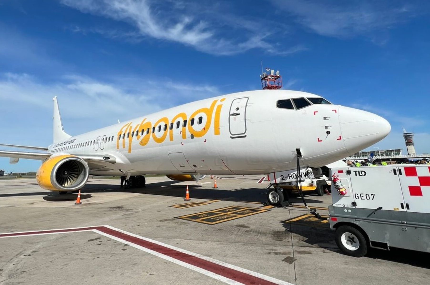 Flybondi habilitado para servicios en tierra. Gentileza