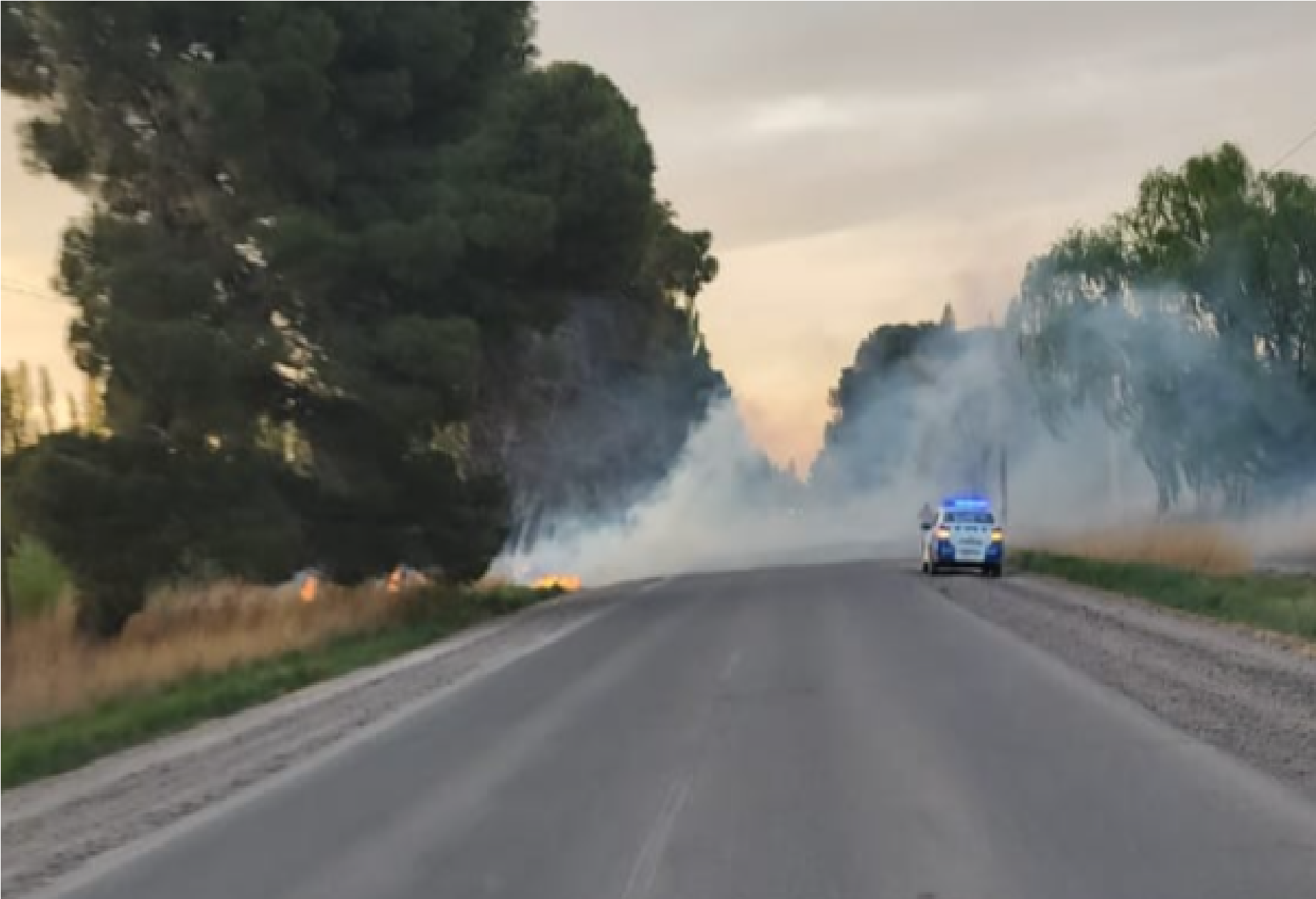 Corte en Ruta 7 a la altura de Vista Alegre: por un incendio desvían el tránsito a las chacras (Foto: gentileza Centenario Digital)