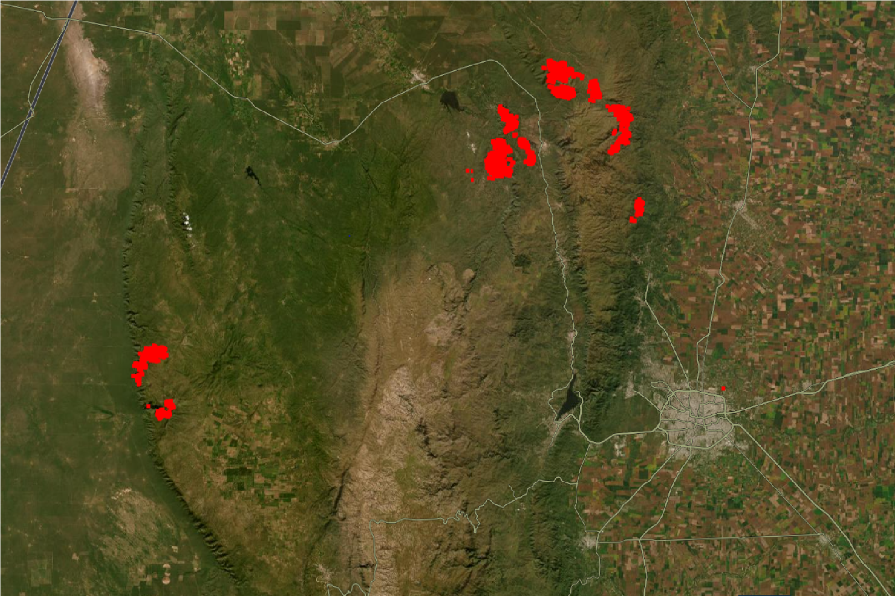 El mapa de la NASA que muestra el minuto a minuto de los incendios en Córdoba (Foto: captura)