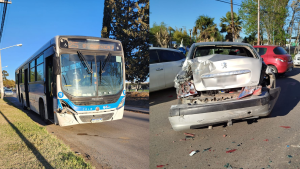 Un colectivo de Neuquén dejó una tanda de vehículos chocados a un costado de la Ruta 22