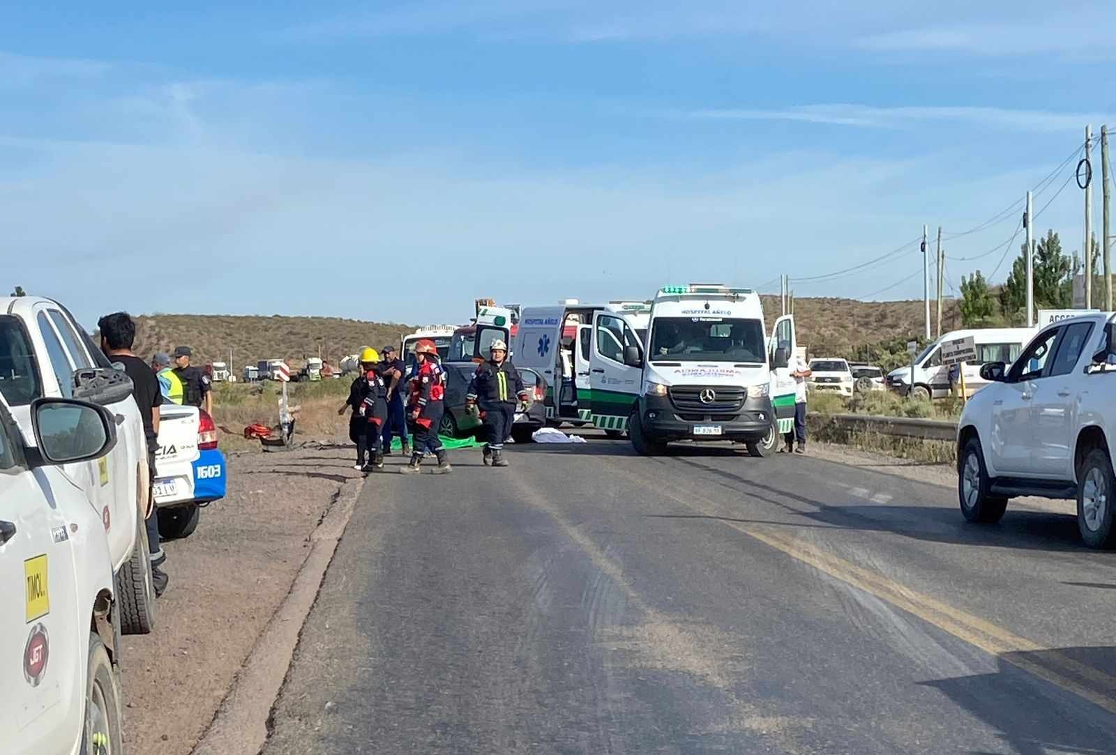 Dos muertas en un choque en Ruta 7. Foto: Gentileza Radio Chañar.
