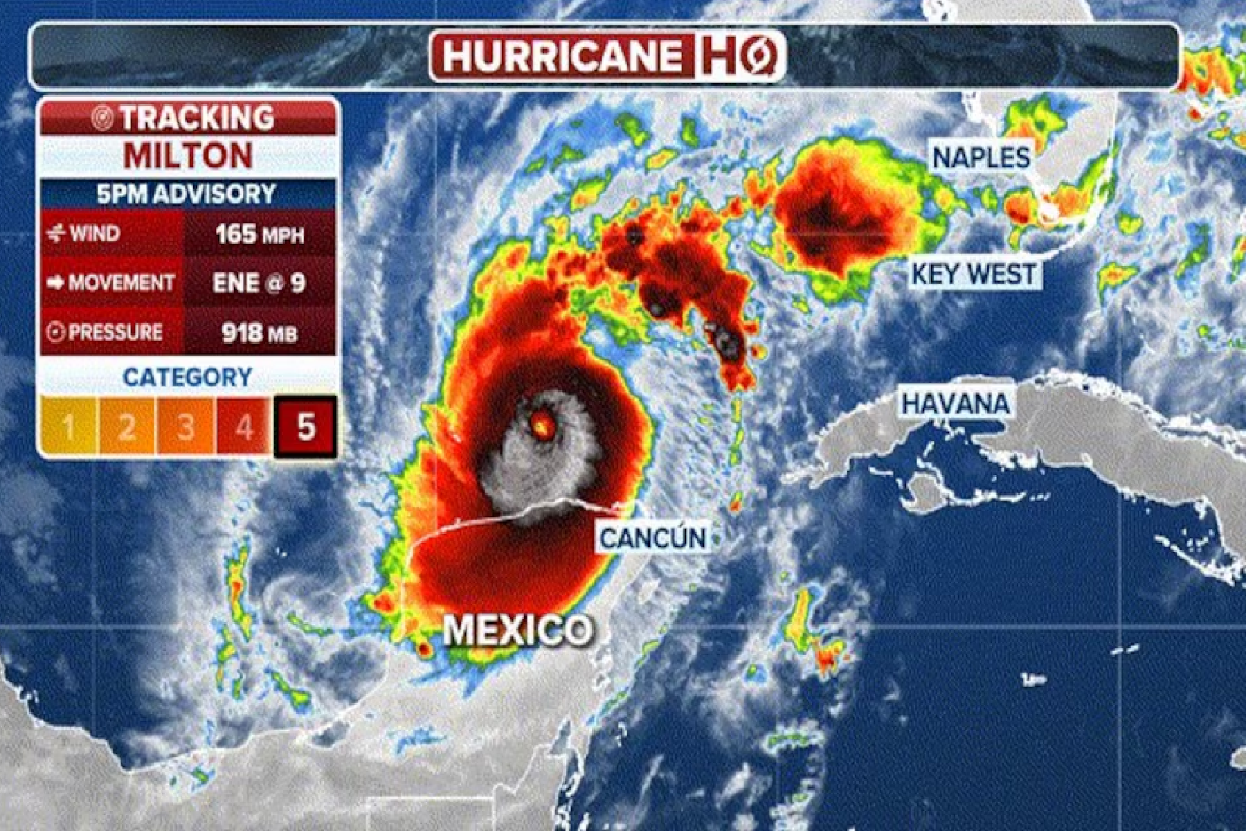 Huracán Milton: volvió a categoría 5 (Foto: gentileza Infobae)