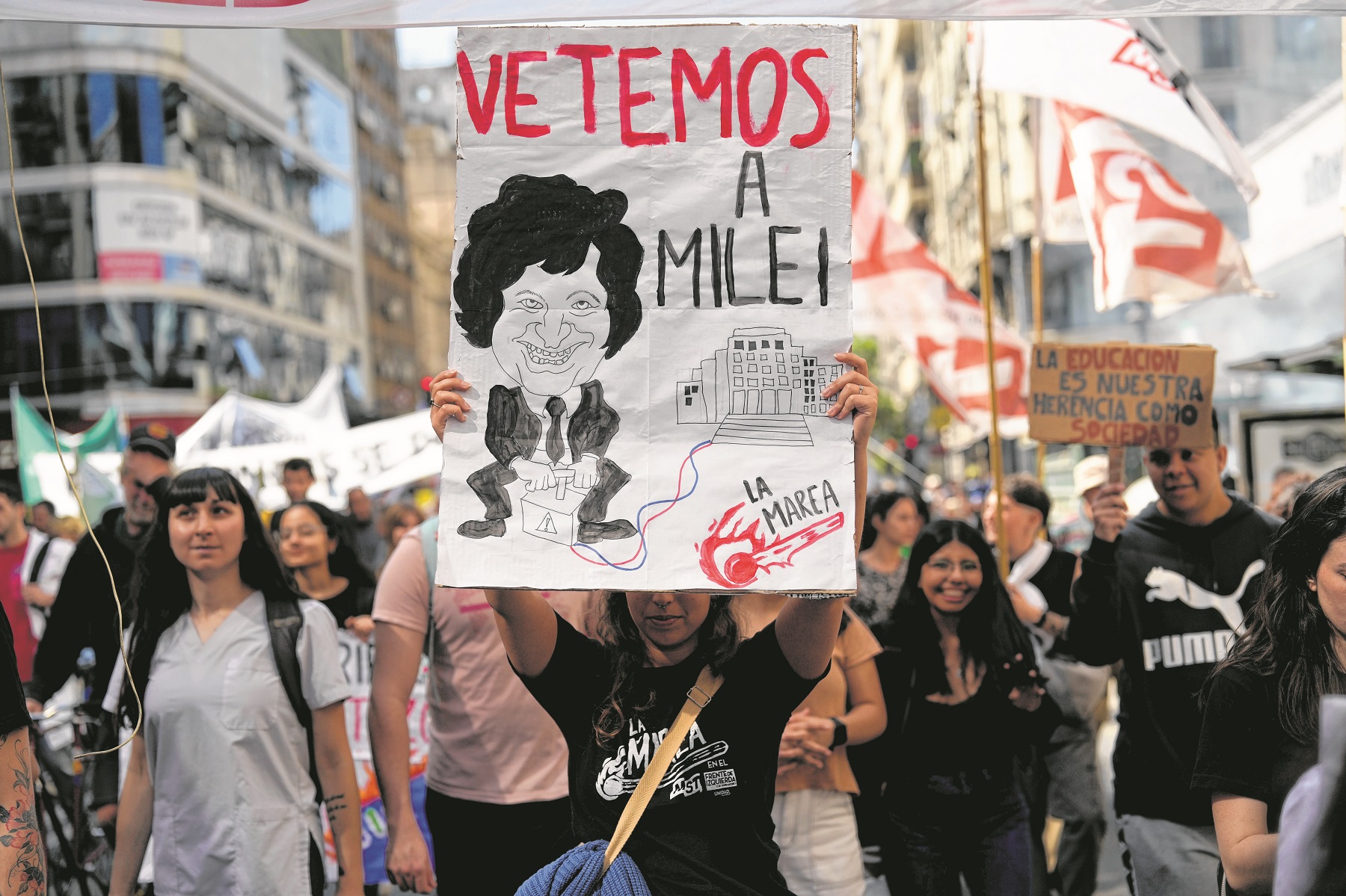  Manifestación universitaria contra el veto. (AP Photo/Rodrigo Abd)