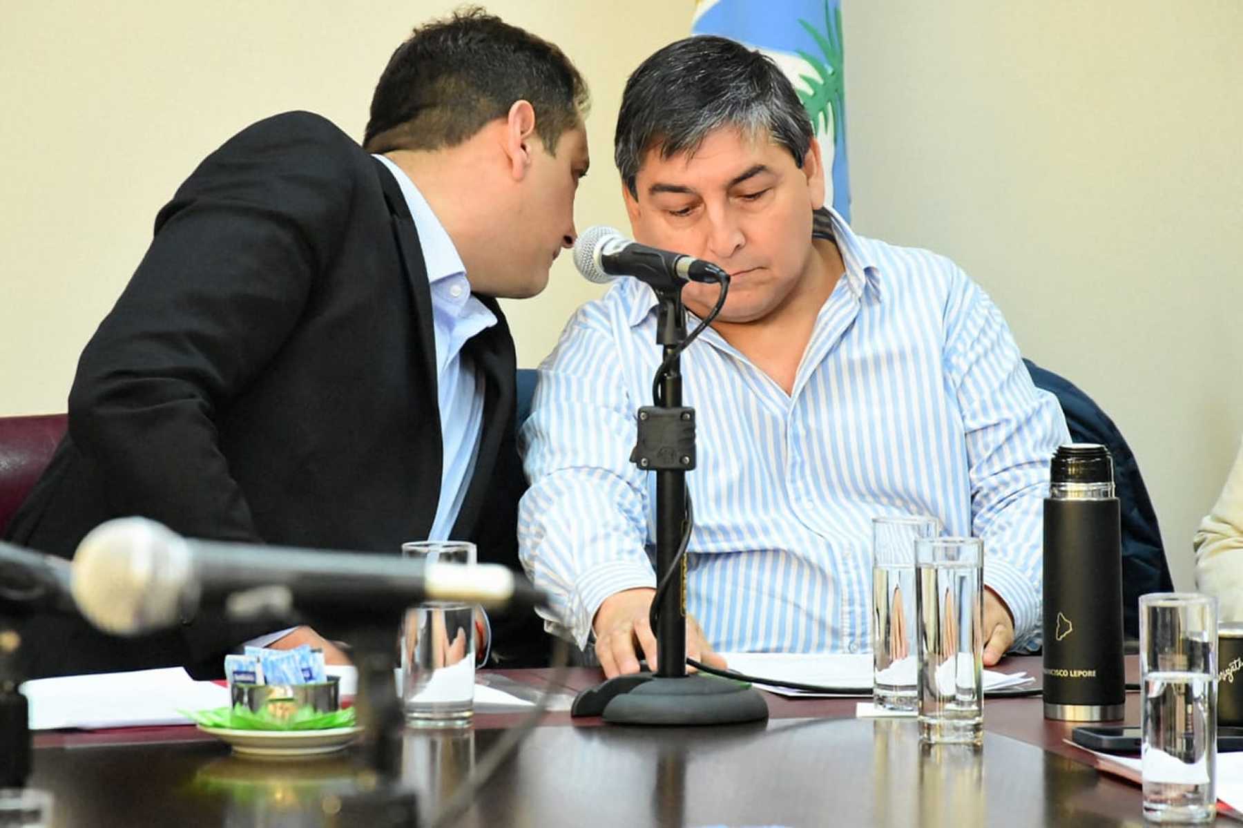 El ministro Castrelli concurrió a la comisión de Asuntos Constitucionales junto al secretario general de ATE, Carlos Quintriqueo. Foto Cecilia Maletti.