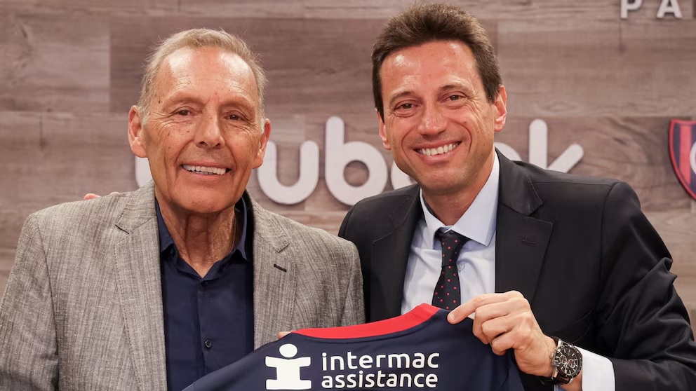 Miguel Ángel Russo, nuevo DT de San Lorenzo, junto al presidente Marcelo Moretti.