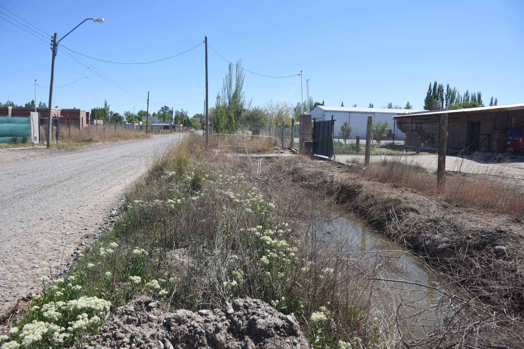 Reclamo por una obra del plan de cloacas en Roca. Foto Juan Thomes