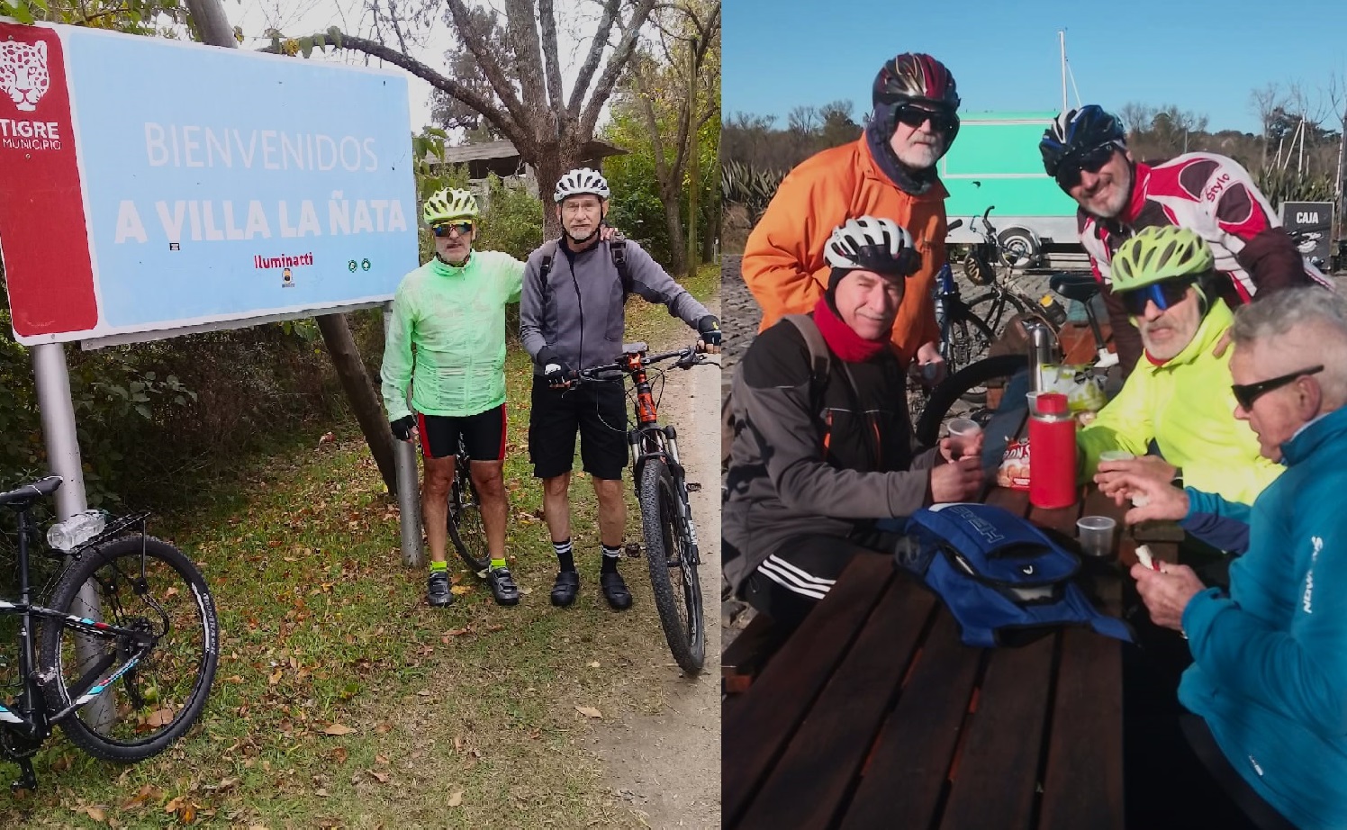 De casco amarillo, Juan Carlos, en los recuerdos de pedaleadas con amigos - Foto: Gentileza.