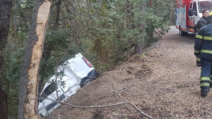 Desbarrancó un camioneta en la Ruta 231, cerca de Villa La Angostura: el conductor se quedó dormido