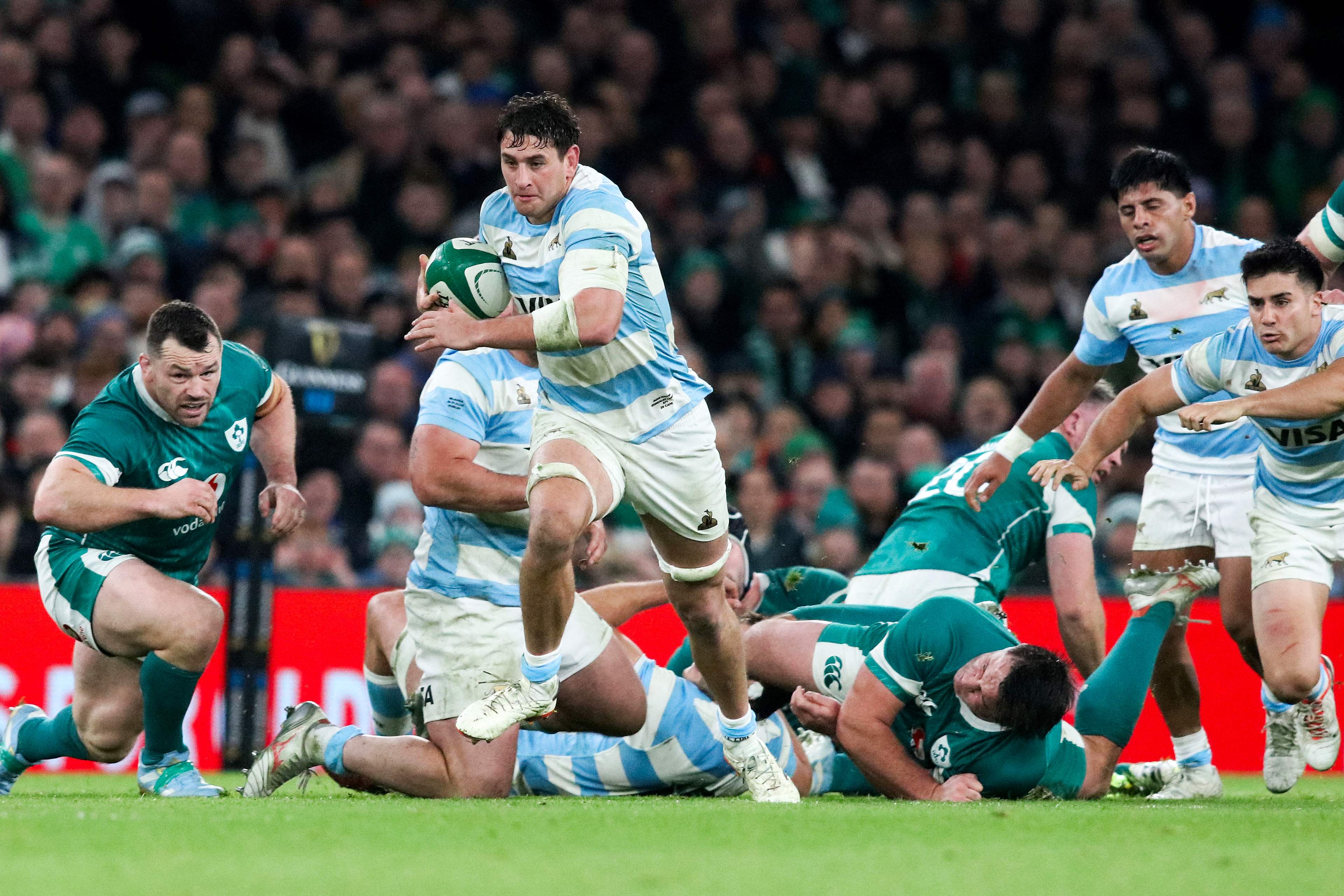 Los Pumas perdieron en su visita a Irlanda, en el anteúltimo testmatch del 2024 (Photo by Paul Faith / AFP)