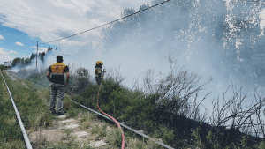 El viento provocó un fuerte incendio a metros de los puentes Cipolletti-Neuquén: fue controlado por bomberos