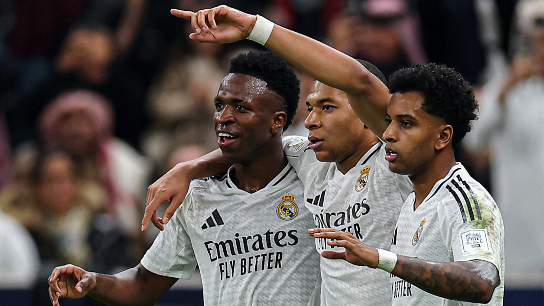 Vinicius, Mbappé y Rodrygo hicieron los goles del Real Madrid ante Pachuca.