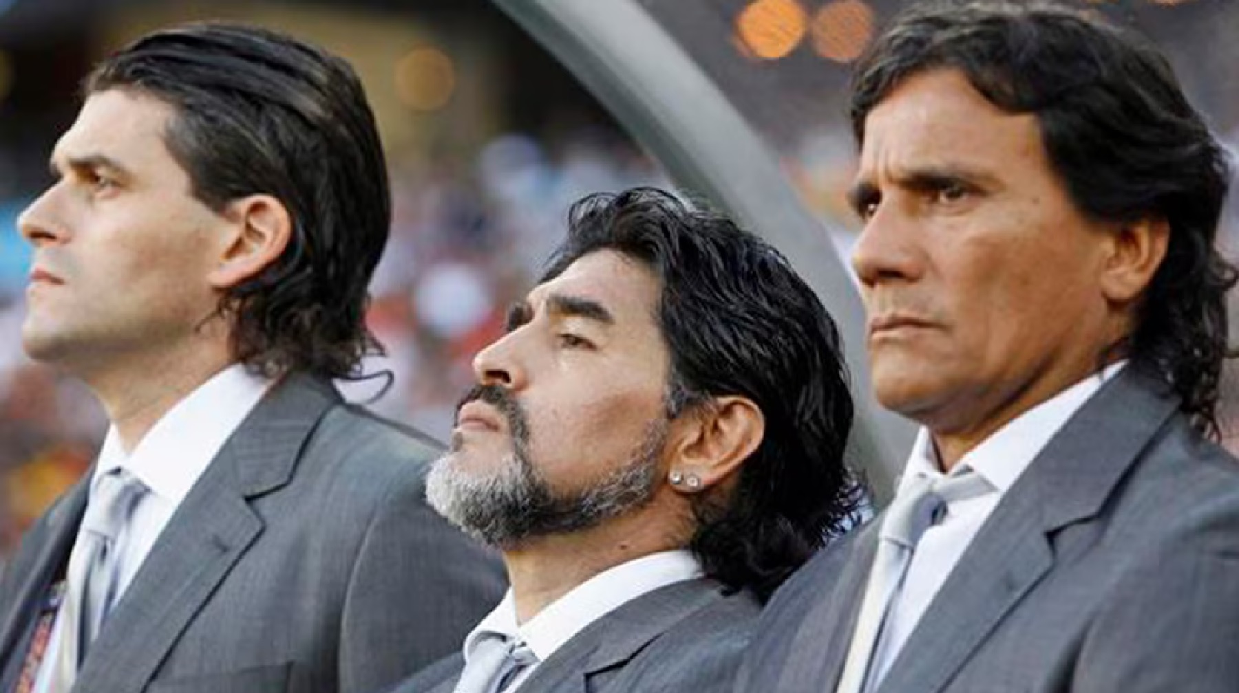 Diego Maradona y Alejandro Mancuso en Sudáfrica 2010.