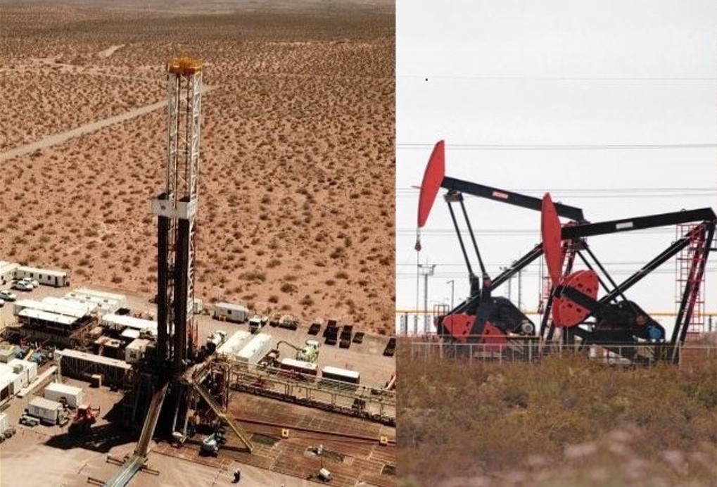 Las torres y las cigüeñas caracterizan a la industria petrolera y a Vaca Muerta.