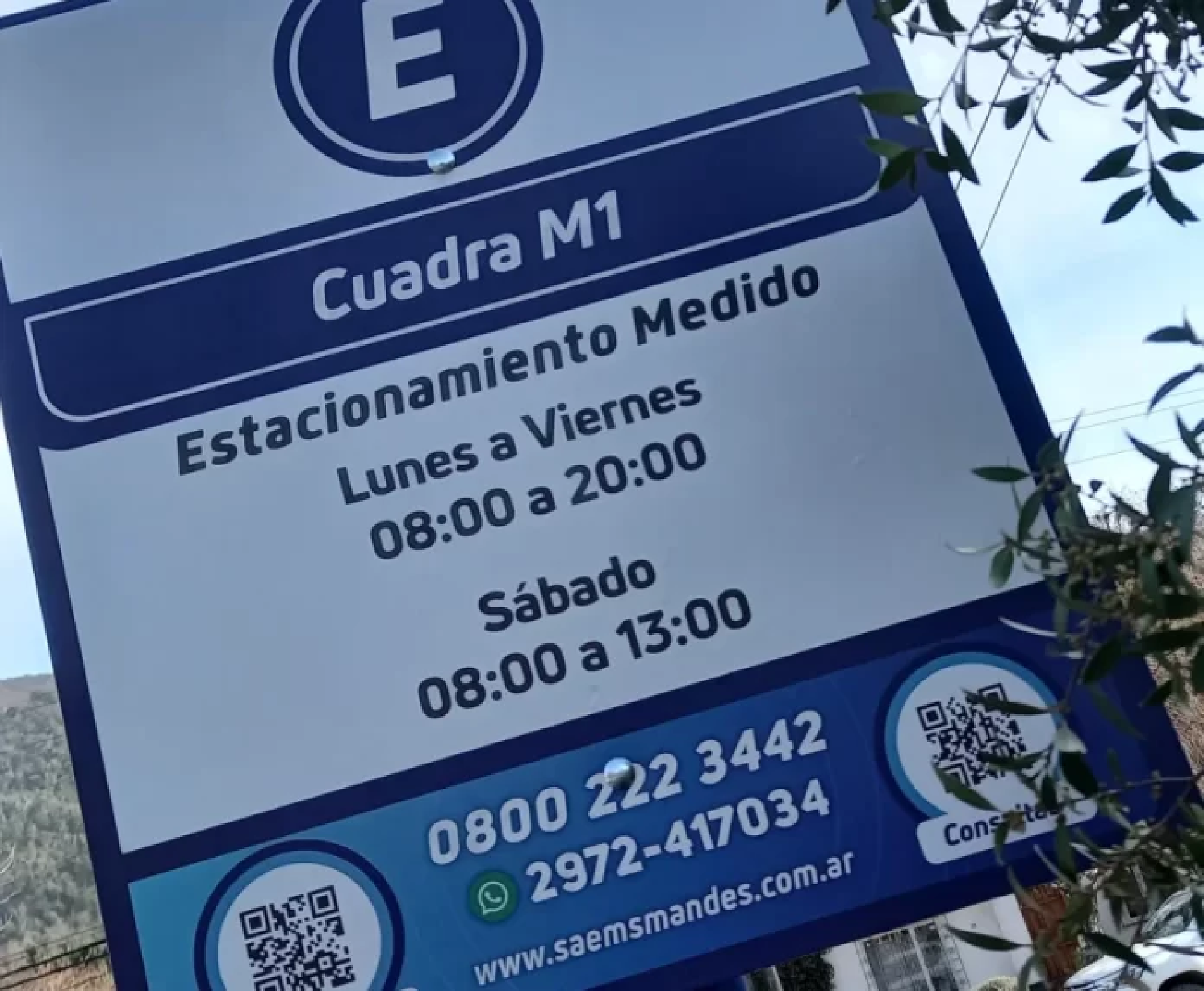 Nuevo horario del Sistema de Estacionamiento Medido en San Martín de los Andes. Foto: Municipalidad de San Martín de los Andes.