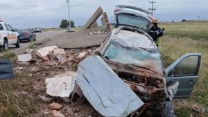 Video | Chocó una garita en plena Ruta 3 y se le cayó arriba: iba con su perro