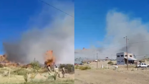 Video | Incendio fuera de control en el norte de Neuquén, por Ruta 43: lo combaten más de 20 personas